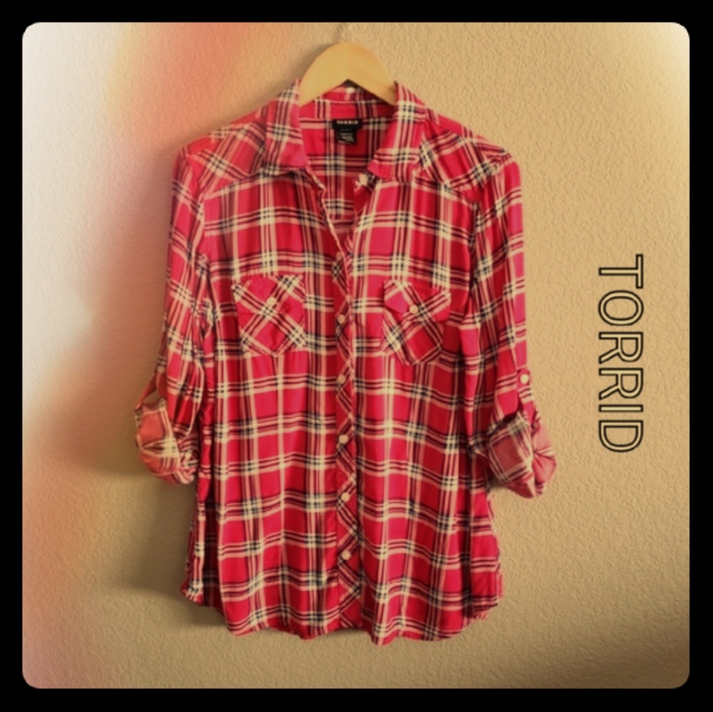 Torrid plaid button down
